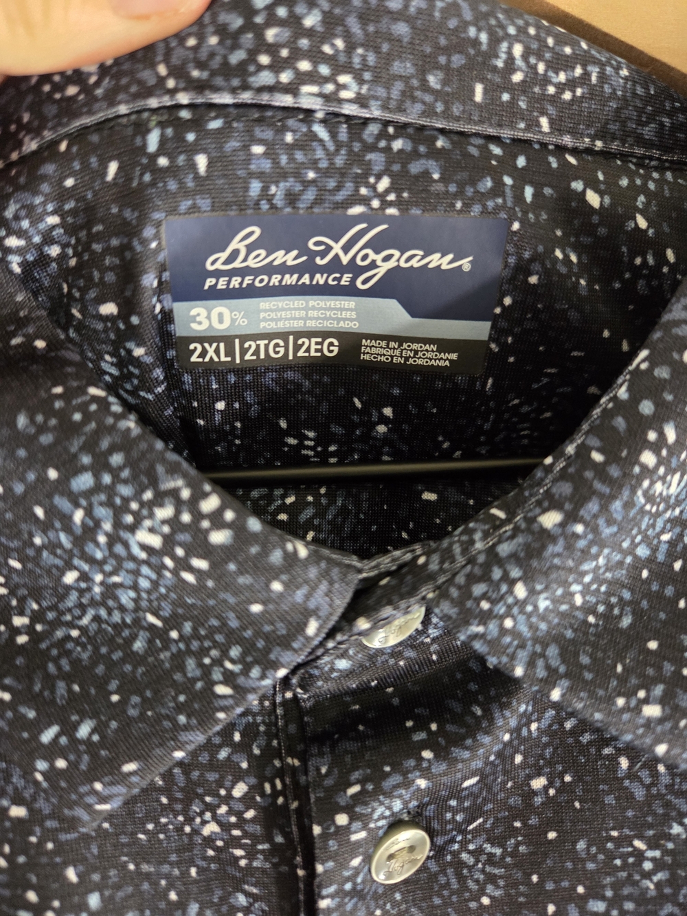 Ben Hogan Black Polo with Light Blue and White Speckle